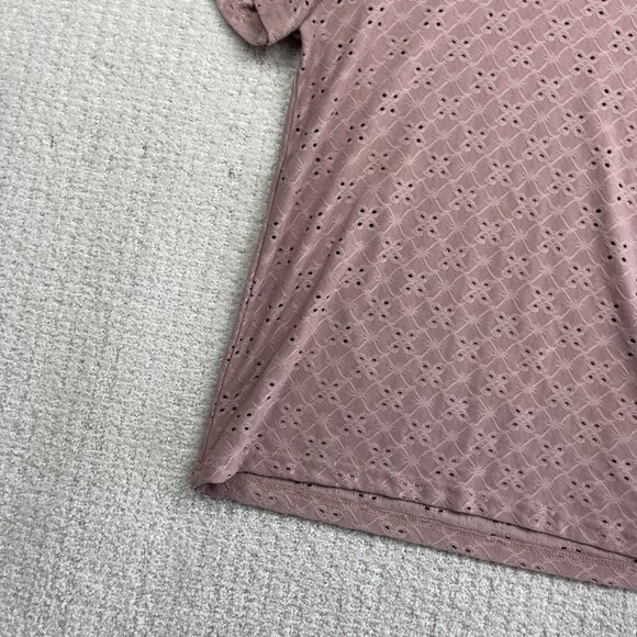 Jacqueline de Yong Womens T-Shirt Size Small Dusty Rose Eyelet Embroidery AOP - Picture 6 of 14